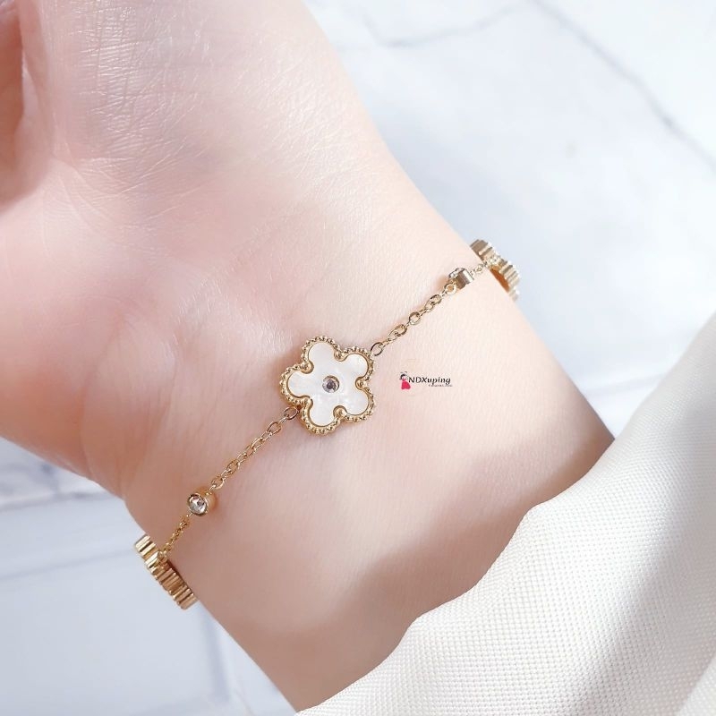 Gelang Rantai Tipis Wanita Gold Daisy Titanium N30082420