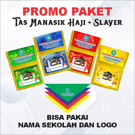 Tas Manasik Haji Anak TK Paud + Slayer Custom Logo dan Nama sekolah