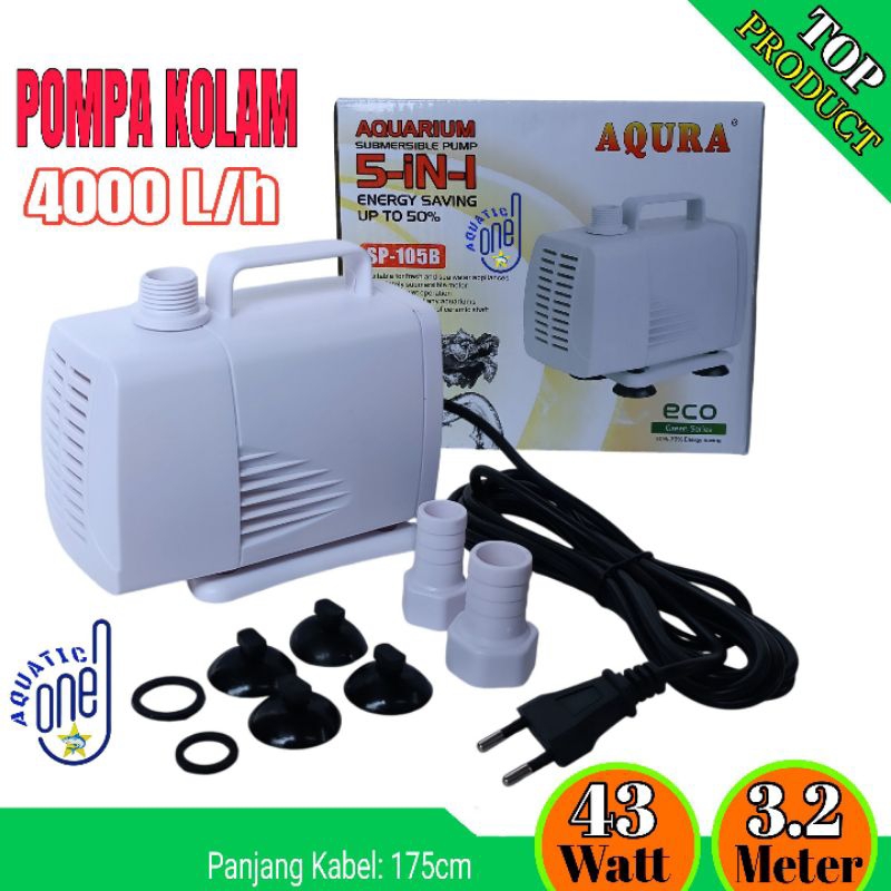 AQURA SP-105 B  : Mesin pompa sp 105B  filter kolam aquarium dan hidroponik waterpump submersible ak