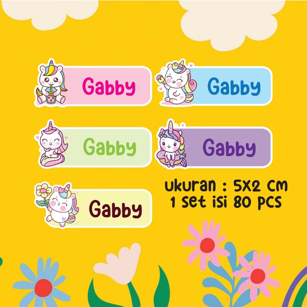 

80 PCS Stiker Nama Anak Custom Teks