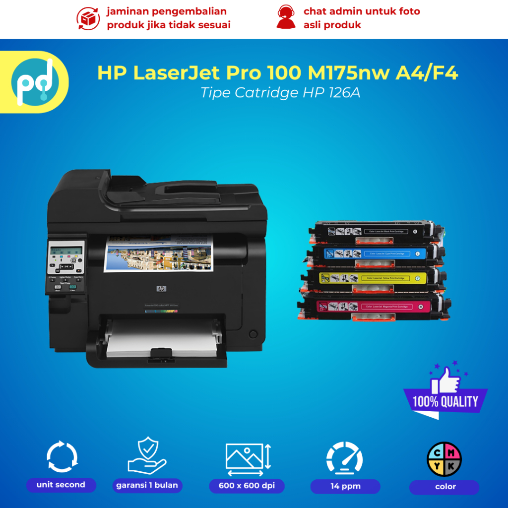 Printer Warna Hp Laserjet Pro 100 M175nw Kertas A4 F4 Printer Fotocopy warna