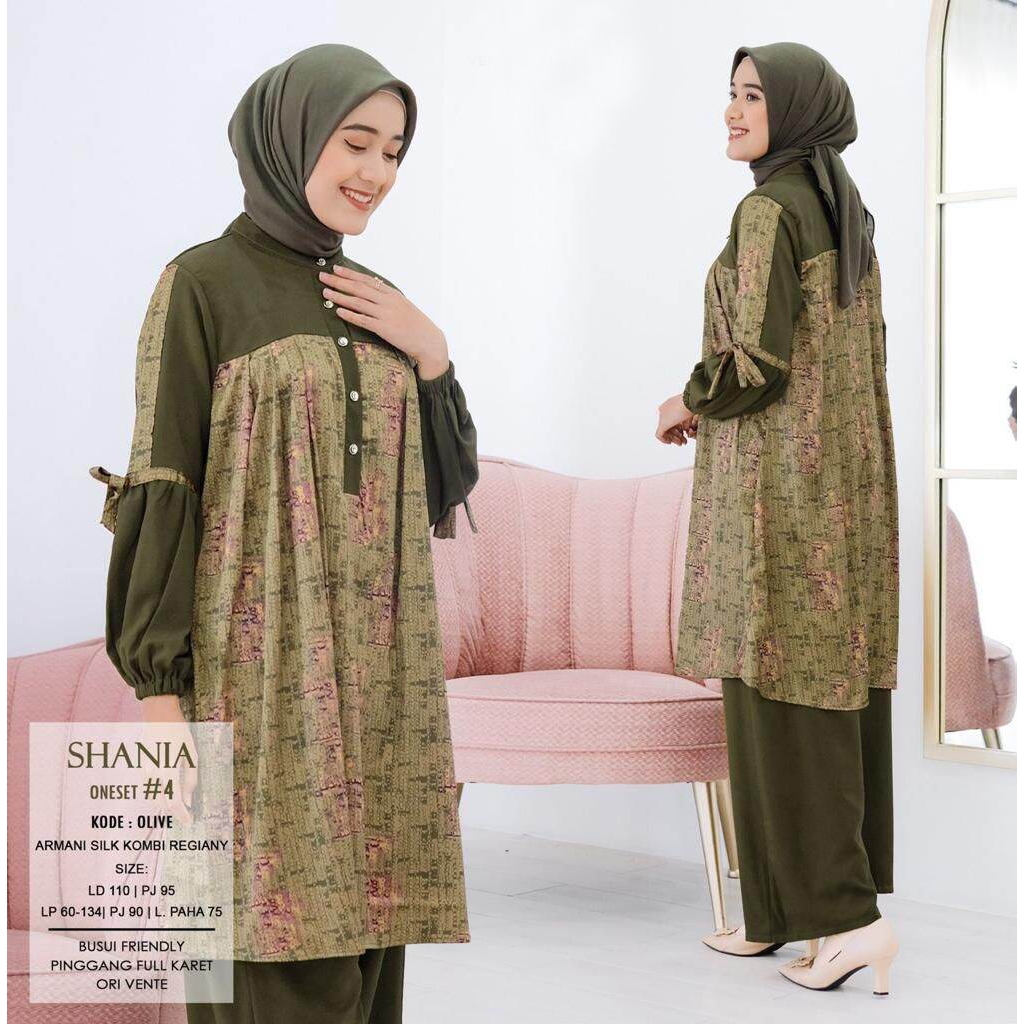 Setelan Long Tunik Dan Celana Bahan Crinkle Airflow Motif Bunga LD 120 Setcel Wanita Dewasa Kekinian