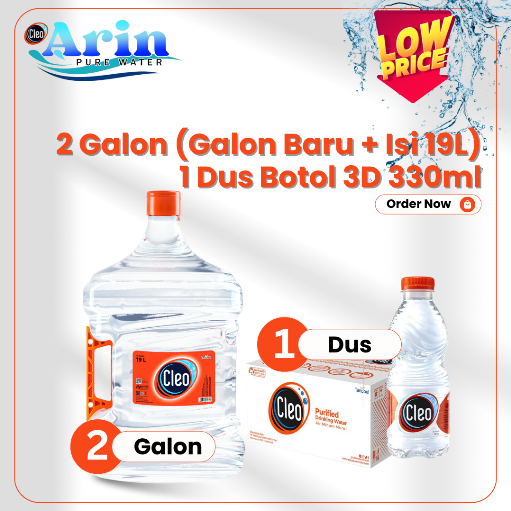 

Paket Air Minum CLEO 2 Galon isi 19 Liter + 1 Dus ukuran Botol 330ml (isi 24 pcs)