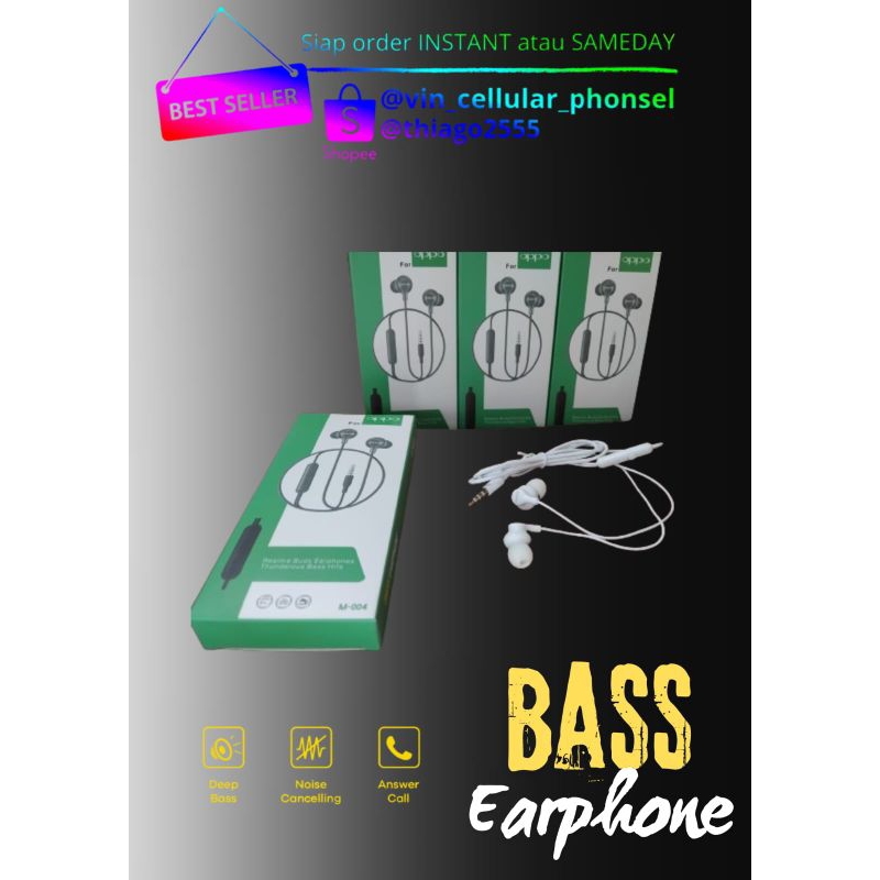 Headset Oppo Stereobass Headset Oppo A16 A17 A18 A38 Earphone Oppo A74 A77S Hansfree Oppo A53 A52 He