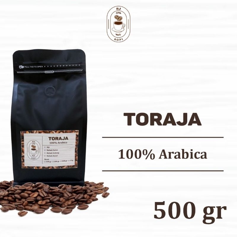 

Kopi Arabika Toraja Arabica Coffee Roast Beans 500gr Biji Bubuk