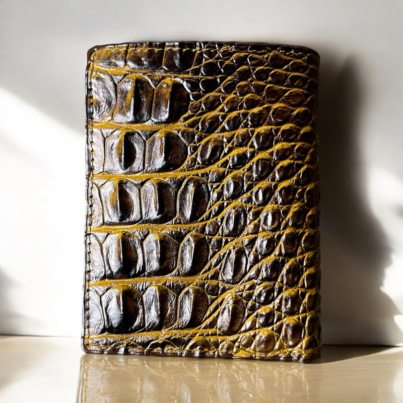 dompet lipat pria model berdiri kulit buaya asli merauke