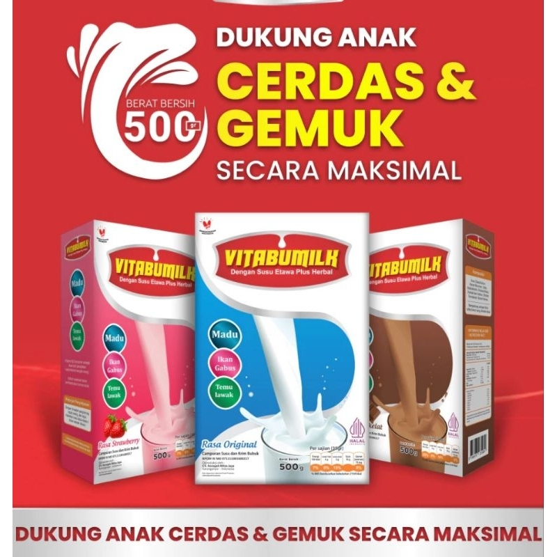 

Susu Kambing Etawa Plus Herbal Vitabumilk Nafsu Makan Kecerdasan Berat Badan Anak Halal BPOM 500 gr