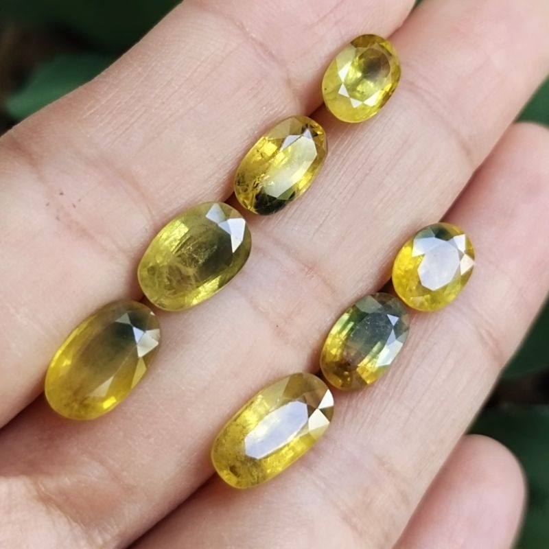 Batu Permata Natural Yellow Sapphire Bicolor Cutting Oval - Batu Yellow Safir Bicolor Asli