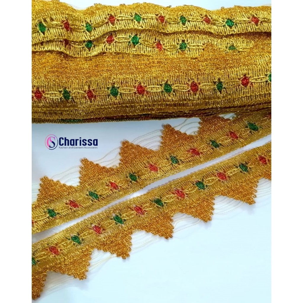 Renda mas 200 Big Mandu / renda emas lebar 5.5 cm / renda besar / renda lebar