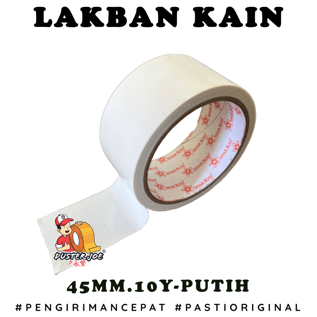 

Lakban Kain PUTIH 2 inch 45mm 10 Yard Sinar Ross Cloth PUTIH WHITE PER 1 ROL