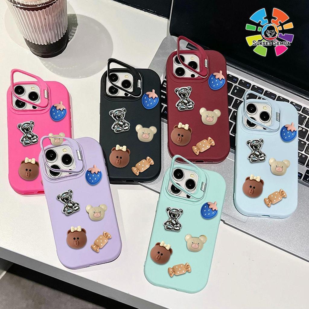 GC103 3D Doll Macaron Stand Softcase/ Casing Hp Compatible For REALME C67 C21y C25y C25 C12 C30 C30s