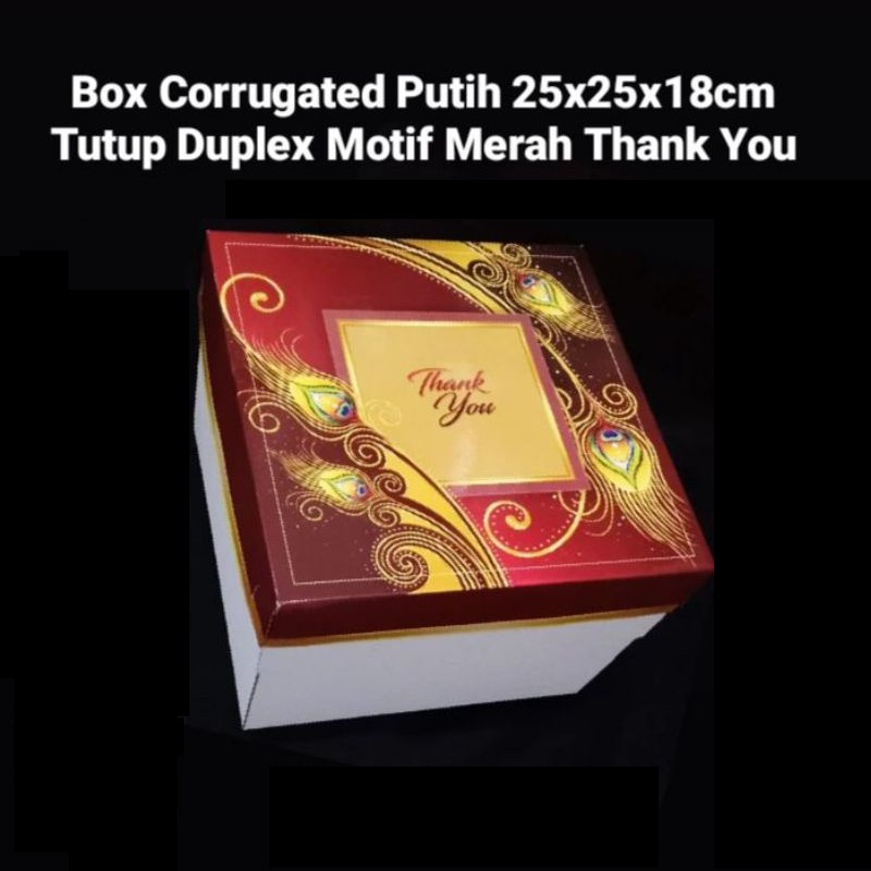 

(10 pcs) Box Merah Thankyou Kardus Packaging Kue Dus Hampers Cake 25x25x18cm