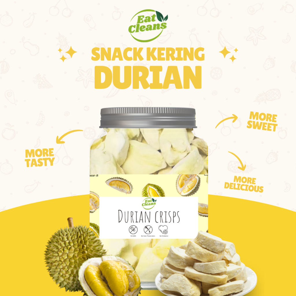 Freeze Dried Durian - Snack Freeze Dried Fruit - Snack Keripik Durian Kering - Camilan Sehat Durian 