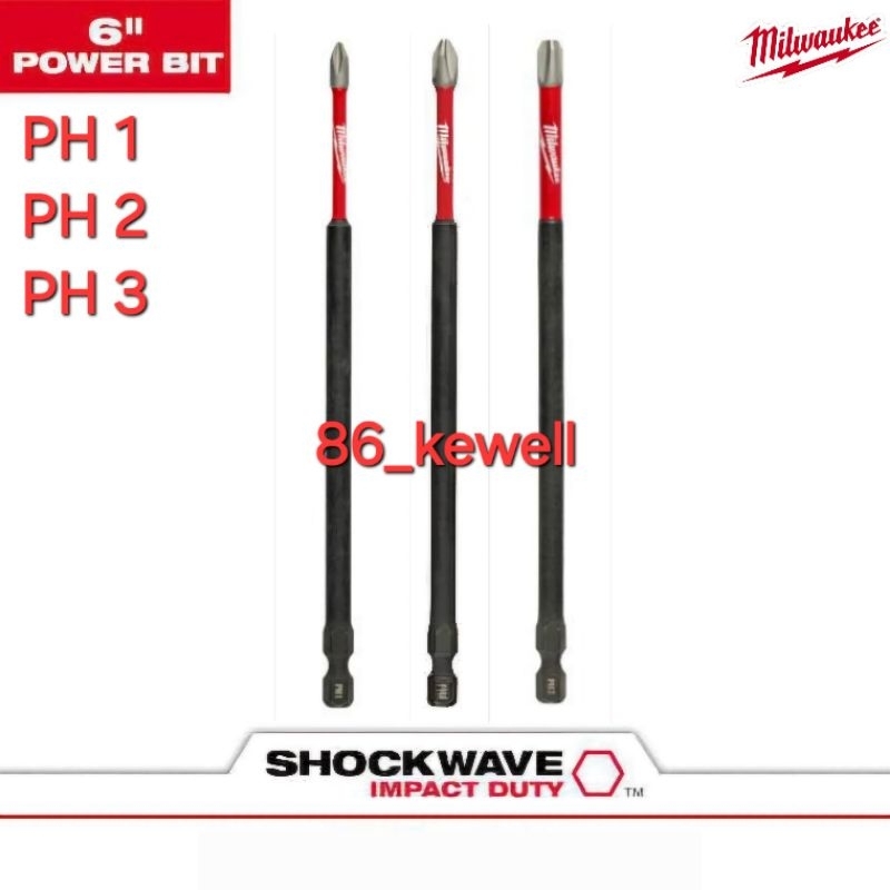 Mata obeng Milwaukee PH1 PH2 PH3 panjang 6" shockwave impact duty