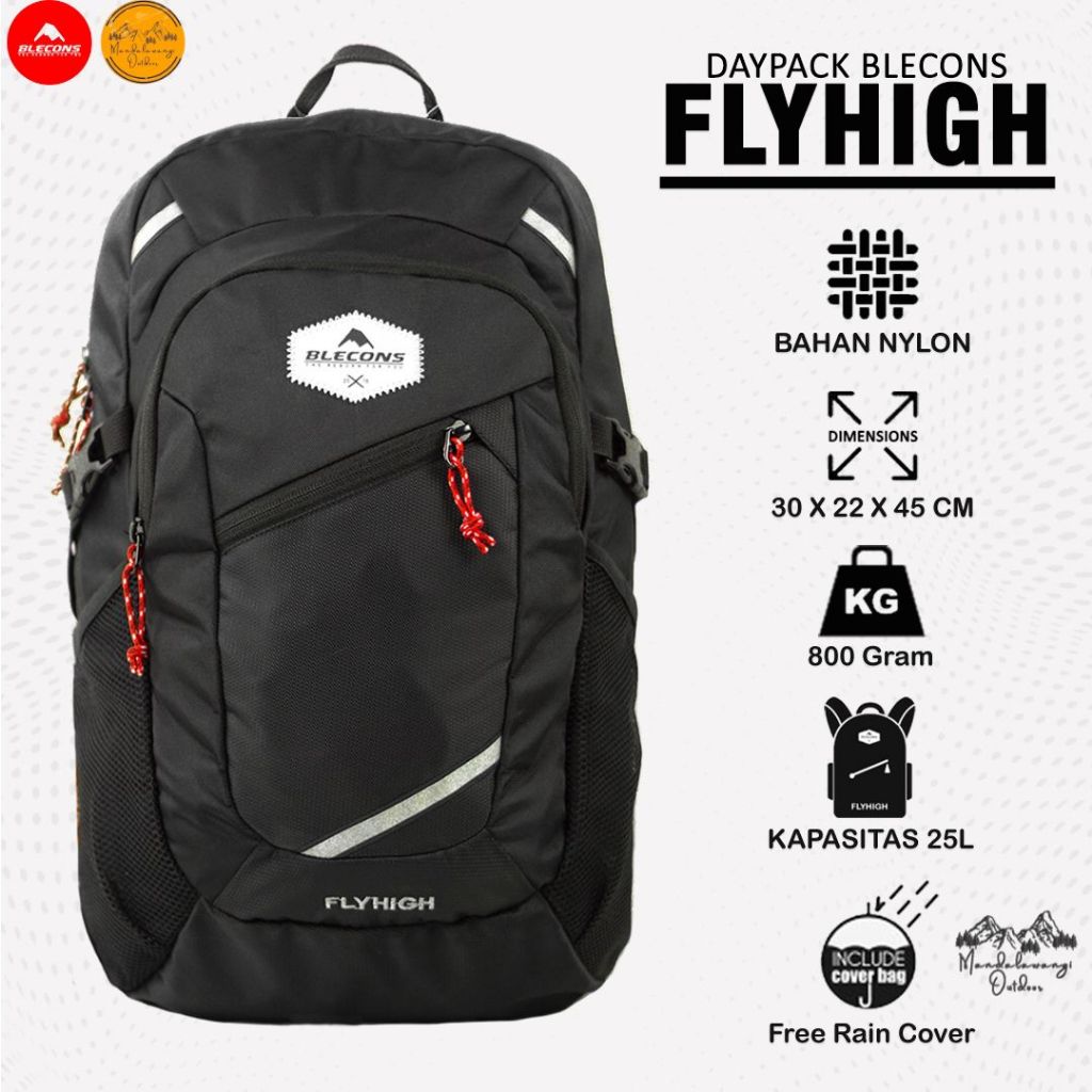 TAS RANSEL DAYPACK BLECONS Flyhigh 22 LITER + RAINCOVER TAS SEKOLAH KANTOR TRAVEL ORIGINAL DAYPACK B