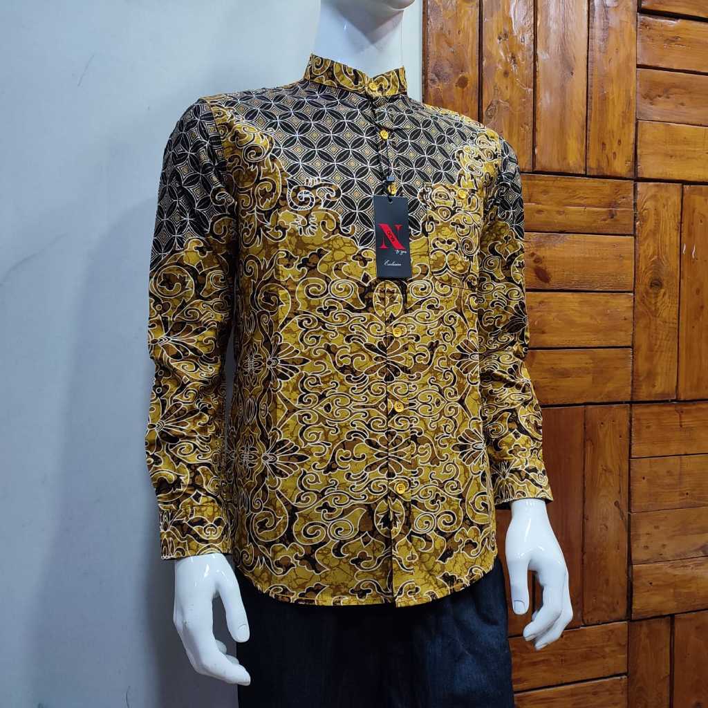 WS13 Baju Kemeja Koko Batik Kemko Baju Muslim Lengan Panjang N-one Original