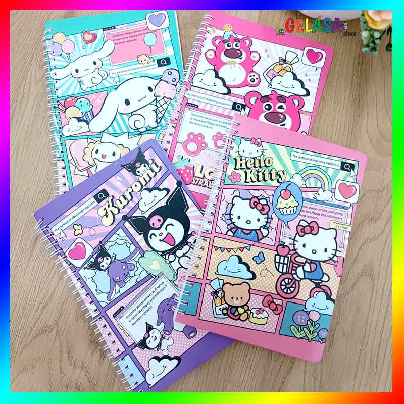 

Gelasa Notebook Diary Ring Book Buku Tulis A5 motif Lotso Cinnamoroll Kuromi Melody