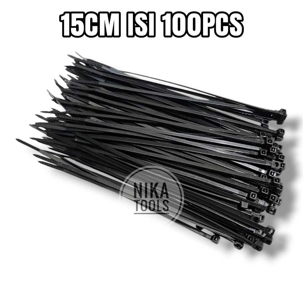 

Kabel Tis 15 cm 150 mm Cable Ties Tie Nylon Nilon Hitam 100 pcs