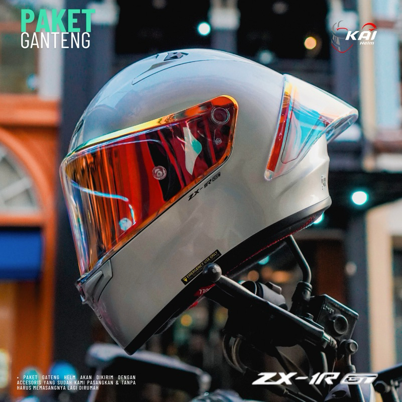 PAKET GANTENG NJS ZX1R GT SILVER GLOSY-PAKET GANTENG HELM NJS GT FULL FACE