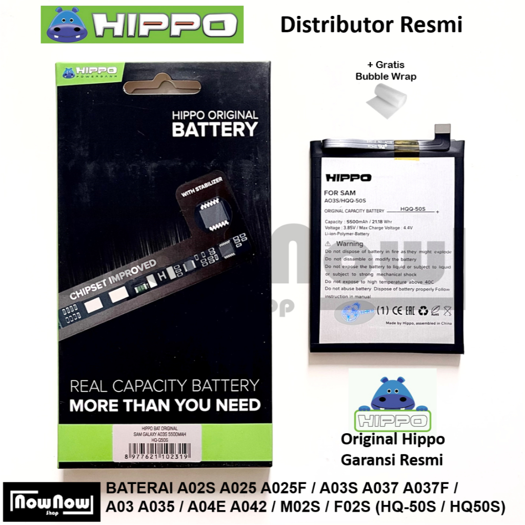 Baterai Hippo Samsung Galaxy A02S A03S A03 HQ-50S A025 A025F SM-A025F A037 A037F SM-A037F A035 A04E 