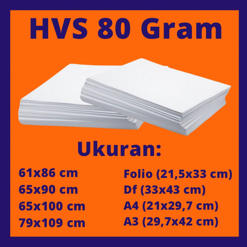 

Kertas Hvs 80 Gsm isi 500 lembar A4/folio/A3/Df