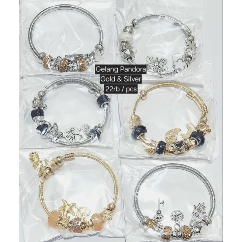 Gelang Pandora Silver Gold ( random )