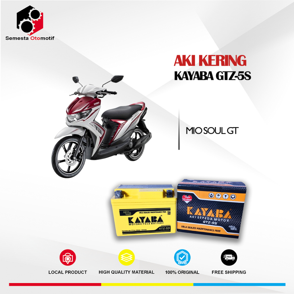 Aki Motor Mio Soul GT KAYABA GTZ5S Aki Kering 100% Original Free Bubble