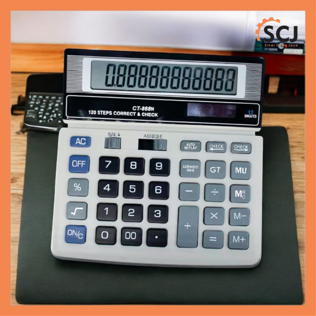 

SCJ - Kalkulator 12 Digit Check CT-868N / Calculator Check Dual 2 Power