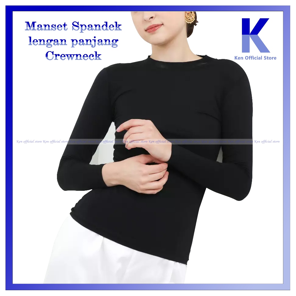 Manset Lengan Panjang Dewasa Bahan Spandek Jersey (Crewneck)/ Manset Dewasa/ Atasan Manset Wanita/ K