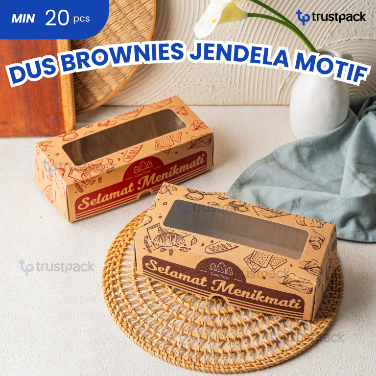 DUS BOX BROWNIES 22x10x6.5 MOTIF PRINTING TEBAL JENDELA MIKA MURAH