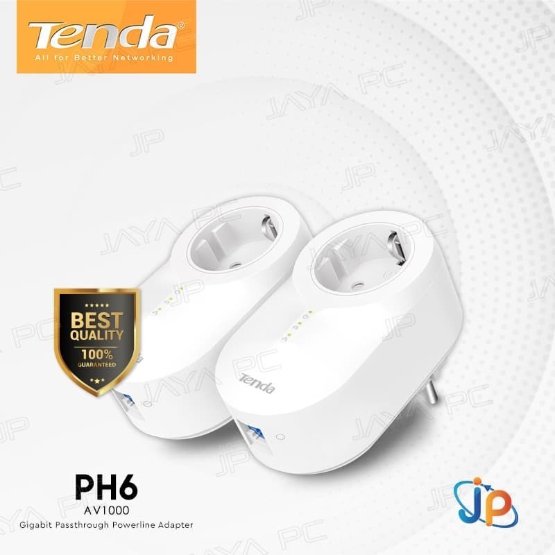Tenda PH6 AV1000 Gigabit Passthrough Powerline Kit Adapter/ Adaptor