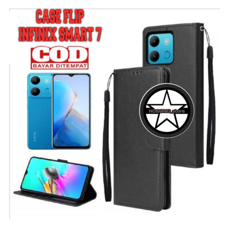 Flip leather case dompet kulit Infinix Smart 7 casing dompet