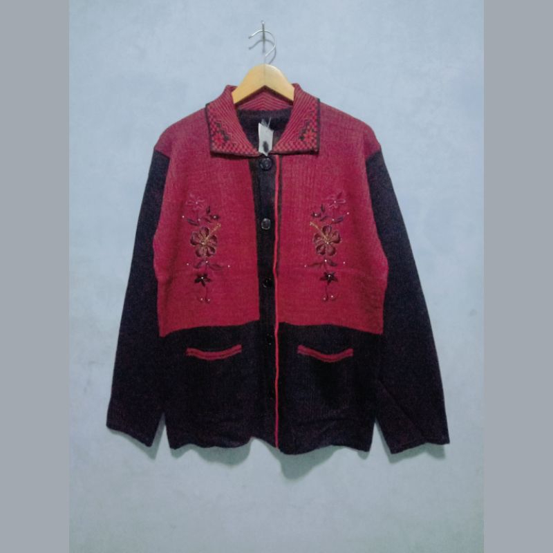 Sweater Rajut Kerah / Mantel Rajut Ibu Dan Nenek