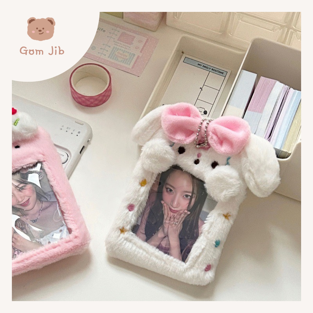 

Cute Rabbit Plush Photocard / PC Holder / Holder ID / Lanyard / Tempat Kartu Bulu Lucu Kantor Sekolah GOM JIB