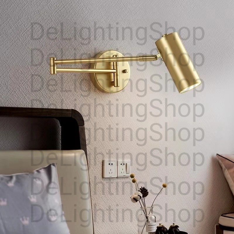 SLB1131 LAMPU DINDING NAKAS MINIMALIS FOKUS FLEXIBLE WALL LAMP GOLD