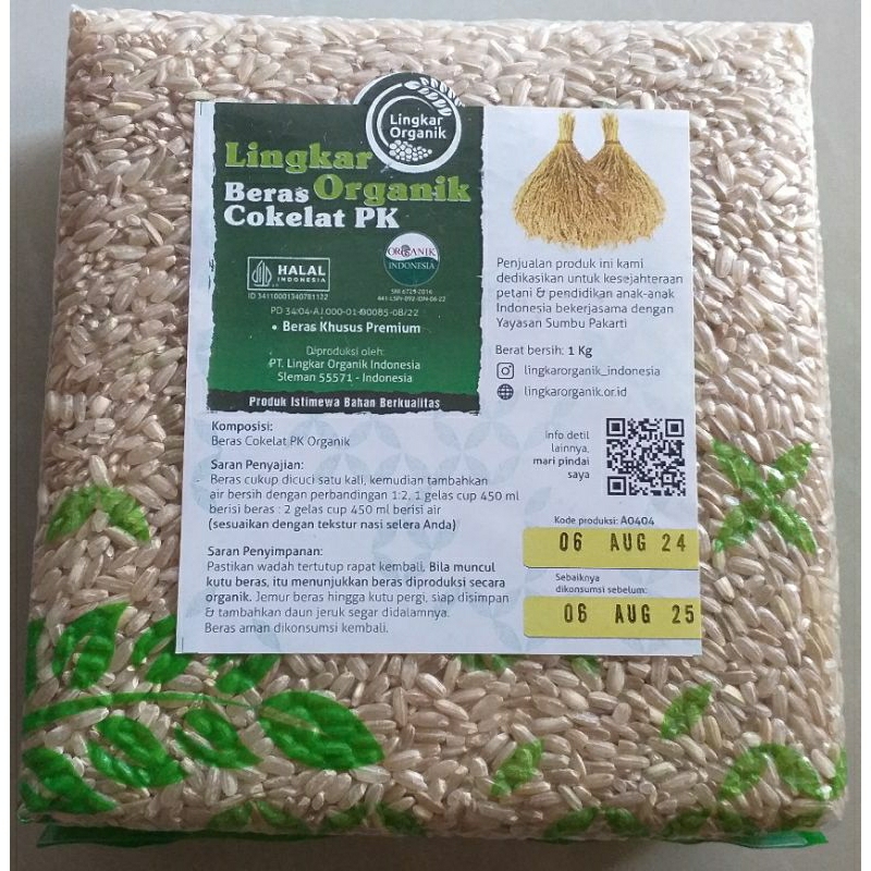 

Beras Coklat PK 1kg vakum Lingkar Organik