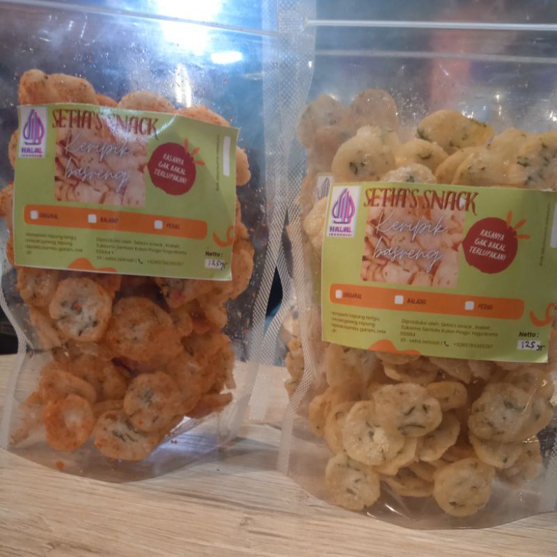

keripikbasrengdenganvarianrasapedas,original,balado,ayambawang,jagungbakar,jagungmanis,bawangdaunjeruk,dengankemasan80gram,100gram,150gram,250gramdan500gram