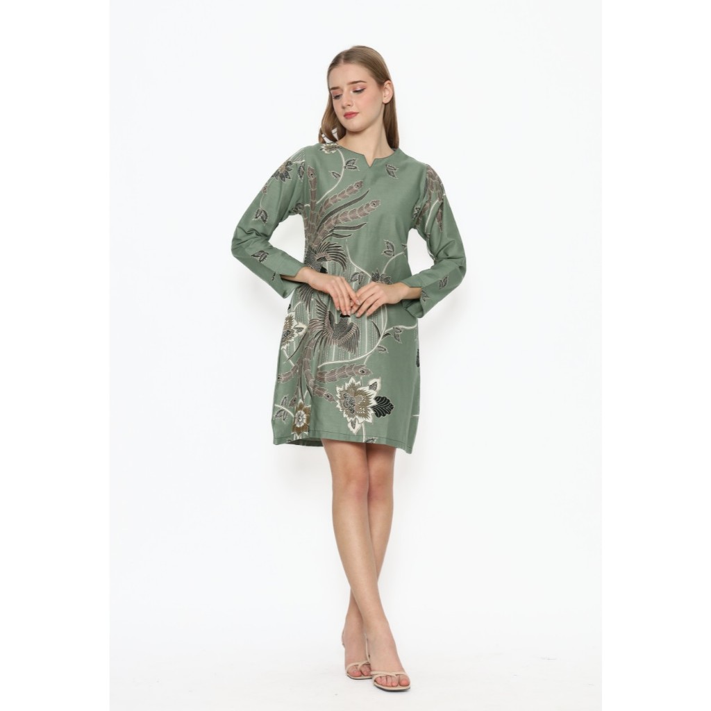 Waskito Dress Tunik Batik Katun Cewek TN 101158V Sage Green (hijau sage)