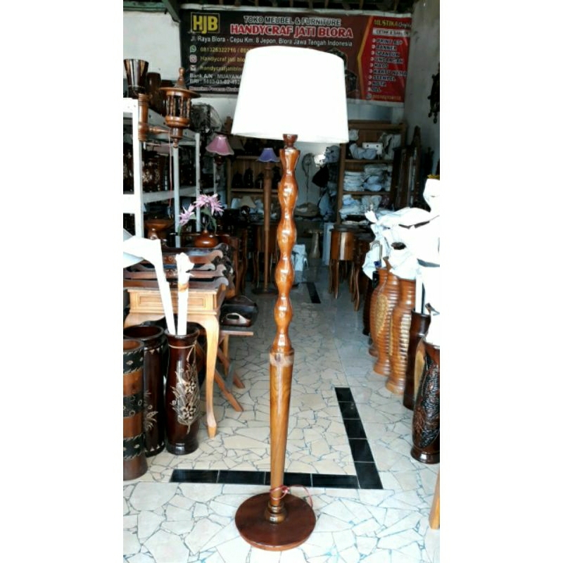 lampu standing lampu sudut lampu hias dari kayu jati