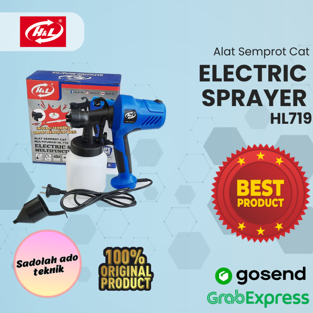 SPRAY GUN ELECTRIC H&L HL719 / ALAT SEMPROT CAT ELEKTRIK HL 719 / SPRAY GUN LISTRIK H&L HL719 BISA C