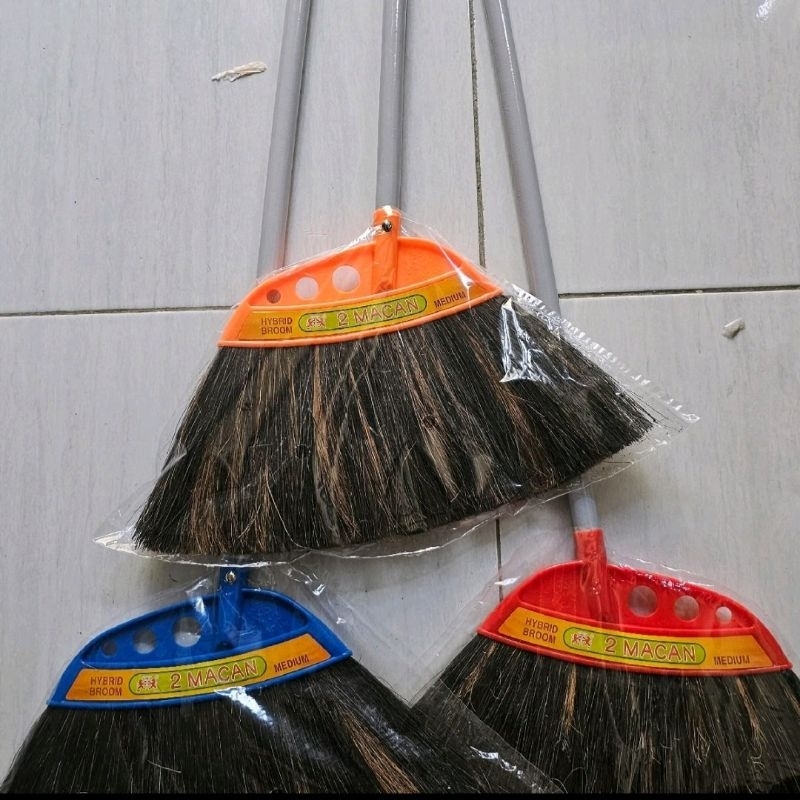 (FREE kardus)sapu ijuk Cap 2 MACAN ORIGINAL tebal kuat