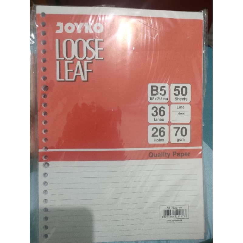 

joyko loose leaf kertas binder b5 50 sheets 36 lines 70gsm