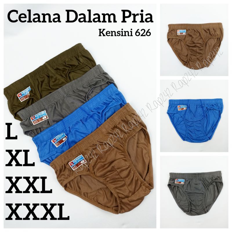 CD Celana Dalam Pria Dewasa Kensini kode 626 ukuran L XL XXL 2XL XXXL 3XL 4L Karet Kerut Katun Polye