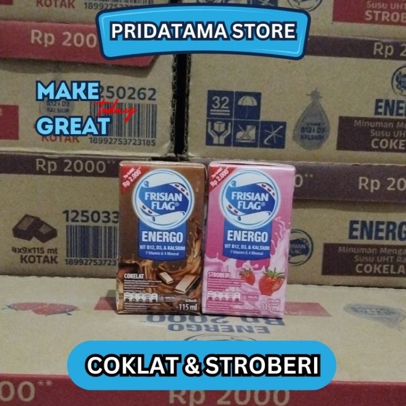 

Frisian Flag Energo 115ml coklat/Stroberi/Mix free buble DUS isi 36