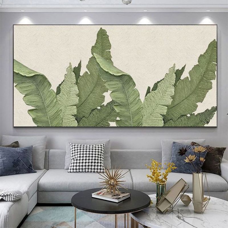 lukisan dinding daun aesthetic modern art