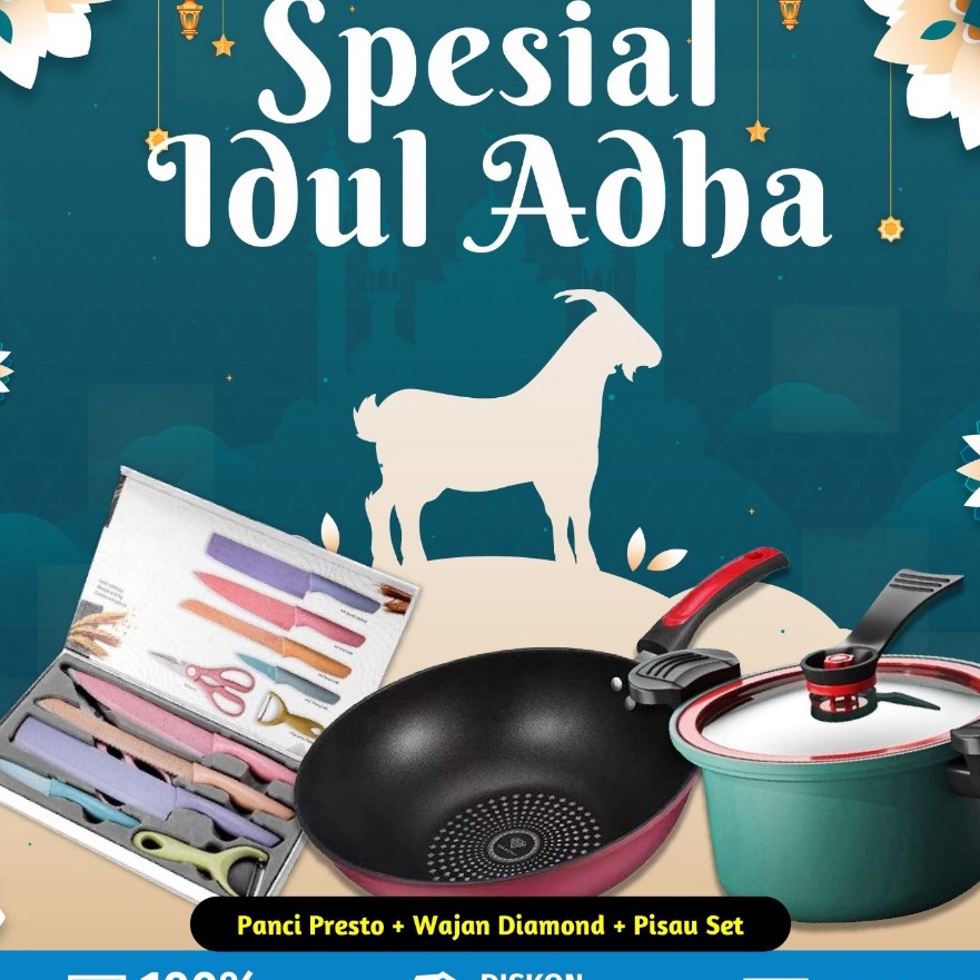 HJ6 SS Paket Spesial Idul Adha Triple Ekonomis Panci Presto Viral  Wok Pan Wajan Diamond Penggorenga