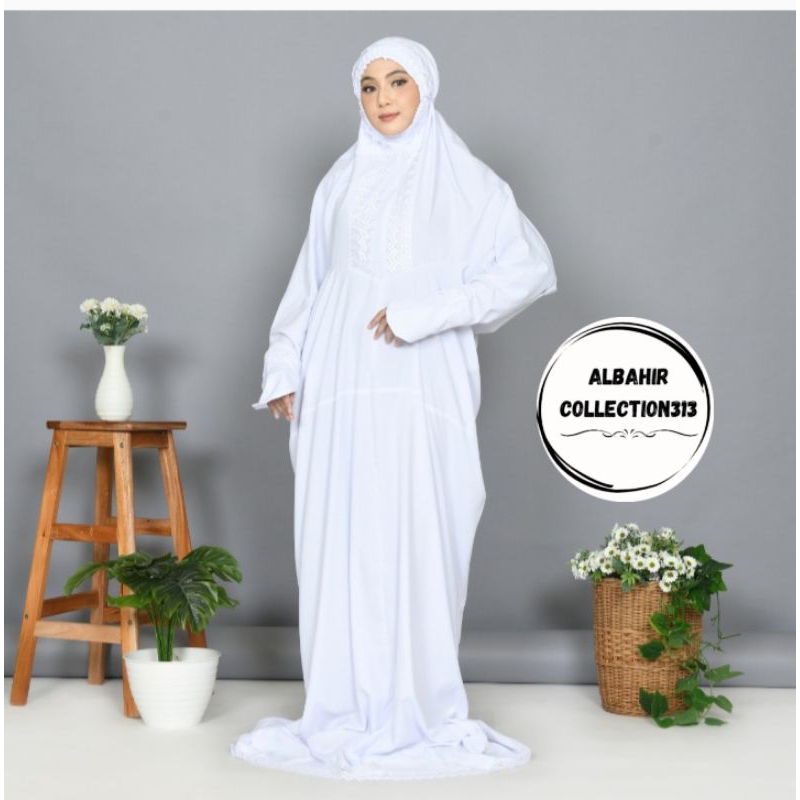 ALBAHIR Mukena Terusan Katun Premium Dewasa Krisdayanti Mukena Terusan Putih