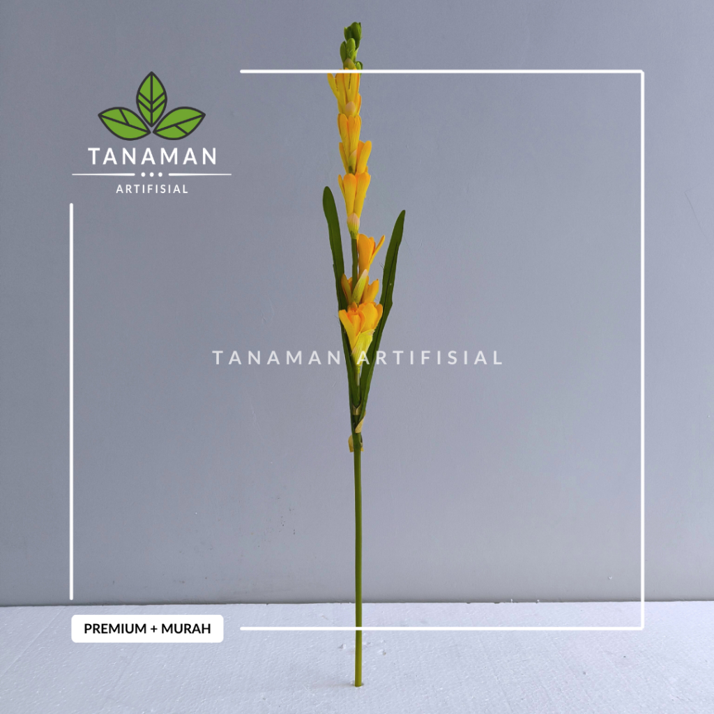 Tanaman Hias Artifisial Bunga Sedap Malam Kuning Bahan Plastik + Latex Premium + 12 Cabang Bunga