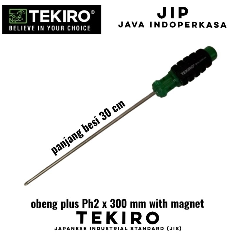 TEKIRO OBENG PLUS PH2 X 300 MM OBENG KEMBANG GAGANG KARET WITH MAGNET