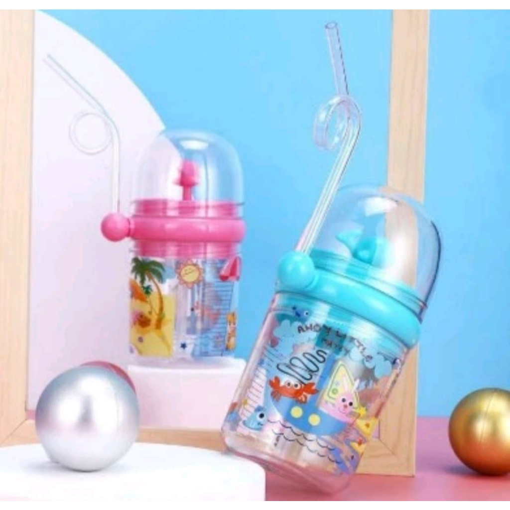 Botol Minum Lumba- Lumba Air Mancur Unik 300ml - Botol Air Minum Paus Spray